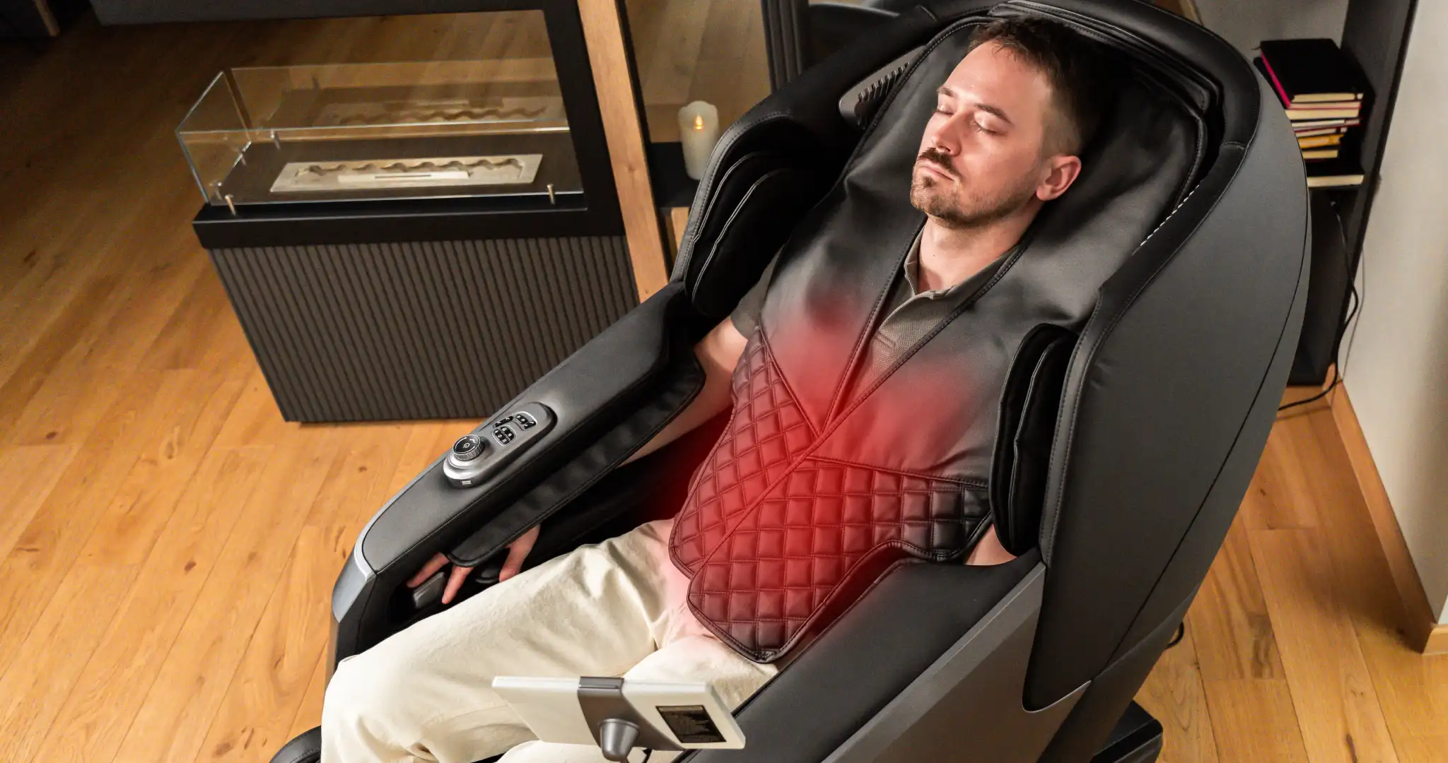 Masszázssál – innovatív funkció a váll, a hát, a derék és a has melegítésére