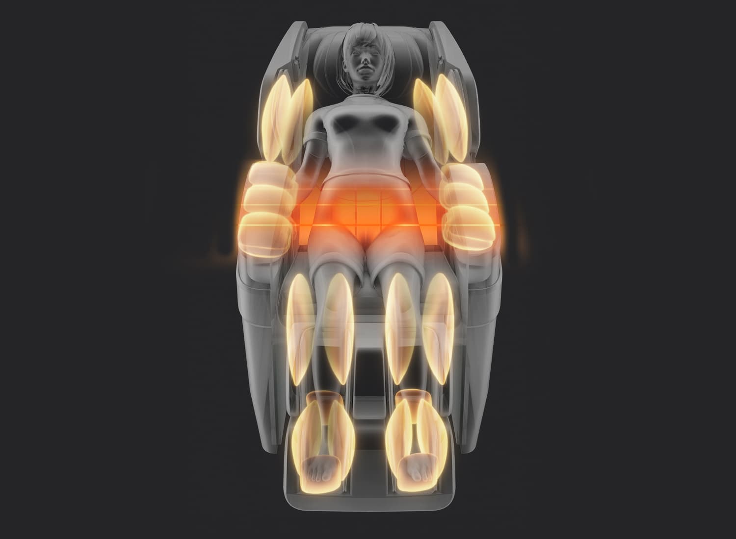 Masszázspárnák és fűtőrendszer